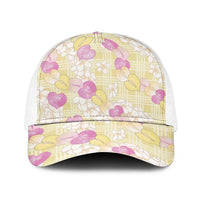 Anthurium Plumeria Lei Pastel Baseball Net Cap Yellow Hawaiian Splendid Palaka LT01 One Size White Yellow - Polynesian Pride