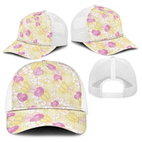 Anthurium Plumeria Lei Pastel Baseball Net Cap Yellow Hawaiian Splendid Palaka LT01 - Polynesian Pride