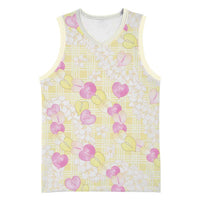 Anthurium Plumeria Lei Pastel Basketball Jersey Yellow Hawaiian Splendid Palaka LT01 Unisex Yellow - Polynesian Pride