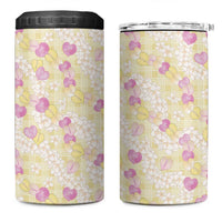 Anthurium Plumeria Lei Pastel 4 in 1 Can Cooler Tumbler Yellow Hawaiian Splendid Palaka LT01 One Size: 16 oz Yellow - Polynesian Pride