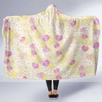 Anthurium Plumeria Lei Pastel Hooded Blanket Yellow Hawaiian Splendid Palaka LT01 One Size Yellow - Polynesian Pride