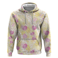 Anthurium Plumeria Lei Pastel Hoodie Yellow Hawaiian Splendid Palaka LT01 Pullover Hoodie Yellow - Polynesian Pride