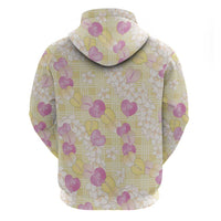 Anthurium Plumeria Lei Pastel Hoodie Yellow Hawaiian Splendid Palaka LT01 - Polynesian Pride