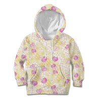 Anthurium Plumeria Lei Pastel Kid Hoodie Yellow Hawaiian Splendid Palaka LT01 Hoodie Yellow - Polynesian Pride
