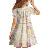Anthurium Plumeria Lei Pastel Kid Short Sleeve Dress Yellow Hawaiian Splendid Palaka LT01 - Polynesian Pride