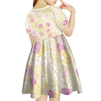 Anthurium Plumeria Lei Pastel Kid Short Sleeve Dress Yellow Hawaiian Splendid Palaka LT01 - Polynesian Pride