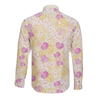 Anthurium Plumeria Lei Pastel Long Sleeve Button Shirt Yellow Hawaiian Splendid Palaka LT01 - Polynesian Pride