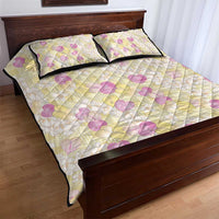 Anthurium Plumeria Lei Pastel Quilt Bed Set Yellow Hawaiian Splendid Palaka LT01 - Polynesian Pride