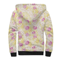 Anthurium Plumeria Lei Pastel Sherpa Hoodie Yellow Hawaiian Splendid Palaka LT01 - Polynesian Pride