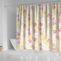 Anthurium Plumeria Lei Pastel Shower Curtain Yellow Hawaiian Splendid Palaka LT01 - Polynesian Pride