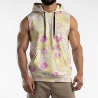 Anthurium Plumeria Lei Pastel Sleeveless Hoodie Yellow Hawaiian Splendid Palaka LT01 - Polynesian Pride