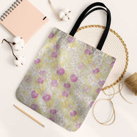 Anthurium Plumeria Lei Pastel Tote Bag Yellow Hawaiian Splendid Palaka LT01 Black Strap One Size Yellow - Polynesian Pride