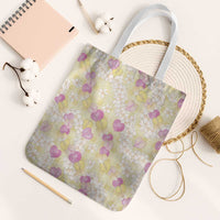 Anthurium Plumeria Lei Pastel Tote Bag Yellow Hawaiian Splendid Palaka LT01 White Strap One Size Yellow - Polynesian Pride