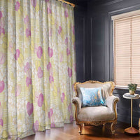 Anthurium Plumeria Lei Pastel Window Curtain Yellow Hawaiian Splendid Palaka LT01 - Polynesian Pride