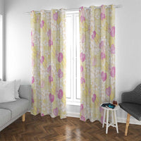 Anthurium Plumeria Lei Pastel Window Curtain Yellow Hawaiian Splendid Palaka LT01 With Grommets Yellow - Polynesian Pride