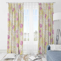 Anthurium Plumeria Lei Pastel Window Curtain Yellow Hawaiian Splendid Palaka LT01 - Polynesian Pride