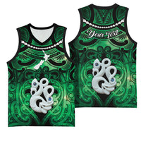 Personalised Maori Matariki Manaia Kakariki Basketball Jersey Maori Kowhaiwhai Pattern Galaxy LT01 - Polynesian Pride