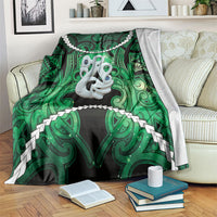 Maori Matariki Manaia Kakariki Blanket Maori Kowhaiwhai Pattern Galaxy LT01 Green - Polynesian Pride