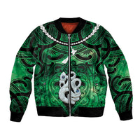 Personalised Maori Matariki Manaia Kakariki Bomber Jacket Maori Kowhaiwhai Pattern Galaxy LT01 Unisex Green - Polynesian Pride