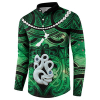 Personalised Maori Matariki Manaia Kakariki Button Sweatshirt Maori Kowhaiwhai Pattern Galaxy LT01 - Polynesian Pride