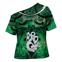 Personalised Maori Matariki Manaia Kakariki Cross Shoulder Shirt Maori Kowhaiwhai Pattern Galaxy LT01 - Polynesian Pride