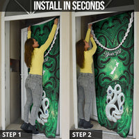 Personalised Maori Matariki Manaia Kakariki Door Cover Maori Kowhaiwhai Pattern Galaxy LT01 - Polynesian Pride