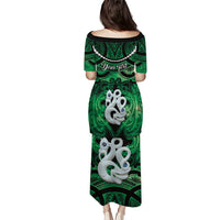 Personalised Maori Matariki Manaia Kakariki Family Matching Puletasi and Hawaiian Shirt Maori Kowhaiwhai Pattern Galaxy