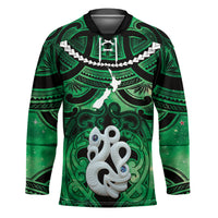 Personalised Maori Matariki Manaia Kakariki Hockey Jersey Maori Kowhaiwhai Pattern Galaxy LT01 Unisex Green - Polynesian Pride