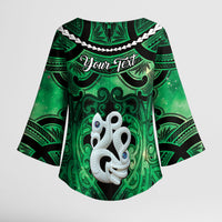 Personalised Maori Matariki Manaia Kakariki Kimono Sleeve Blouse Maori Kowhaiwhai Pattern Galaxy LT01 - Polynesian Pride