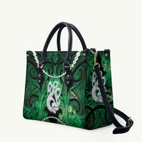 Maori Matariki Manaia Kakariki Leather Bag Maori Kowhaiwhai Pattern Galaxy LT01 Green - Polynesian Pride