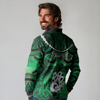 Personalised Maori Matariki Manaia Kakariki Long Sleeve Polo Shirt Maori Kowhaiwhai Pattern Galaxy LT01 - Polynesian Pride