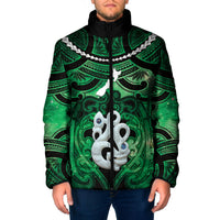 Personalised Maori Matariki Manaia Kakariki Padded Jacket Maori Kowhaiwhai Pattern Galaxy LT01 Men Green - Polynesian Pride