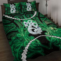 Maori Matariki Manaia Kakariki Quilt Bed Set Maori Kowhaiwhai Pattern Galaxy LT01 Green - Polynesian Pride