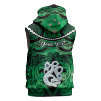 Personalised Maori Matariki Manaia Kakariki Sleeveless Zip Hoodie Maori Kowhaiwhai Pattern Galaxy LT01 - Polynesian Pride