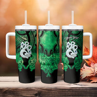 Personalised Maori Matariki Manaia Kakariki Tumbler With Handle Maori Kowhaiwhai Pattern Galaxy LT01 - Polynesian Pride