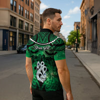 Personalised Maori Matariki Manaia Kakariki Zipper Polo Shirt Maori Kowhaiwhai Pattern Galaxy LT01 - Polynesian Pride