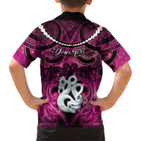 Personalised Maori Matariki Manaia Mawhero Family Matching Off The Shoulder Long Sleeve Dress and Hawaiian Shirt Maori Kowhaiwhai Pattern Galaxy