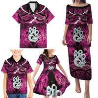 Personalised Maori Matariki Manaia Mawhero Family Matching Puletasi and Hawaiian Shirt Maori Kowhaiwhai Pattern Galaxy