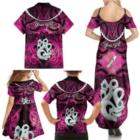 Personalised Maori Matariki Manaia Mawhero Family Matching Summer Maxi Dress and Hawaiian Shirt Maori Kowhaiwhai Pattern Galaxy
