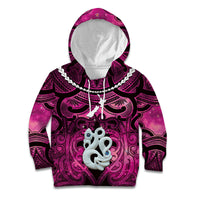 Personalised Maori Matariki Manaia Mawhero Kid Hoodie Maori Kowhaiwhai Pattern Galaxy LT01 Hoodie Pink - Polynesian Pride