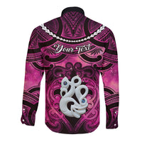 Personalised Maori Matariki Manaia Mawhero Long Sleeve Button Shirt Maori Kowhaiwhai Pattern Galaxy LT01 - Polynesian Pride