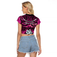 Personalised Maori Matariki Manaia Mawhero Raglan Cropped T Shirt Maori Kowhaiwhai Pattern Galaxy LT01 - Polynesian Pride