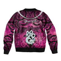 Personalised Maori Matariki Manaia Mawhero Sleeve Zip Bomber Jacket Maori Kowhaiwhai Pattern Galaxy LT01 - Polynesian Pride