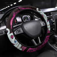 Maori Matariki Manaia Mawhero Steering Wheel Cover Maori Kowhaiwhai Pattern Galaxy LT01 Universal Fit Pink - Polynesian Pride