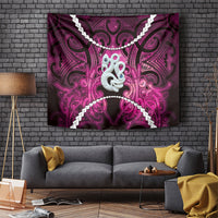 Maori Matariki Manaia Mawhero Tapestry Maori Kowhaiwhai Pattern Galaxy LT01 Pink - Polynesian Pride