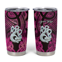 Personalised Maori Matariki Manaia Mawhero Tumbler Cup Maori Kowhaiwhai Pattern Galaxy LT01 Pink - Polynesian Pride