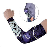 Personalised Maori Matariki Manaia Waiporoporo Arm Sleeves Maori Kowhaiwhai Pattern Galaxy LT01 Set of 2 Purple - Polynesian Pride