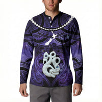 Personalised Maori Matariki Manaia Waiporoporo Button Sweatshirt Maori Kowhaiwhai Pattern Galaxy LT01 - Polynesian Pride
