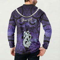Personalised Maori Matariki Manaia Waiporoporo Button Sweatshirt Maori Kowhaiwhai Pattern Galaxy LT01 - Polynesian Pride