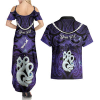 Personalised Maori Matariki Manaia Waiporoporo Couples Matching Summer Maxi Dress and Hawaiian Shirt Maori Kowhaiwhai Pattern Galaxy